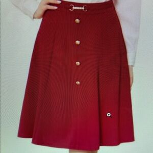 Elegant Red Button-Down Skirt